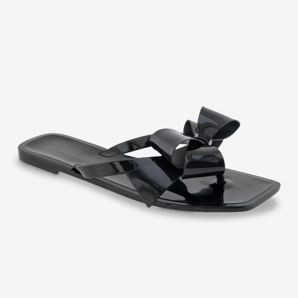 BCBGeneration Glossy Black Bow Sandals